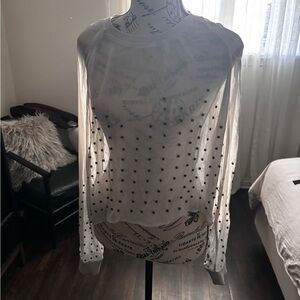 H&M Sheer grey Long-Sleeve Top with Black Studs